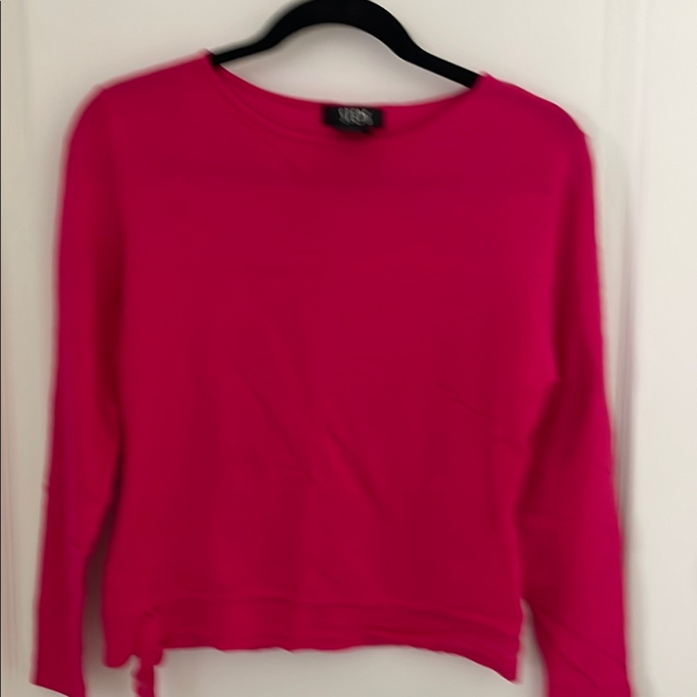 Pink Long Sleeve Blouse with Crew Neck